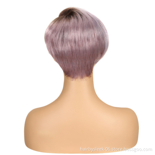 Hot purple Pixie cut lace front wigs 100% Virgin Human Hair Wigs 613 Lace U Part Wigs  For Black Women
